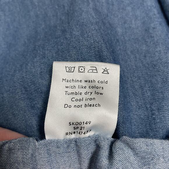 Draper James Skirt Womens Small Blue Chambray A Line Drawstring Pockets Cotton - Picture 8 of 10